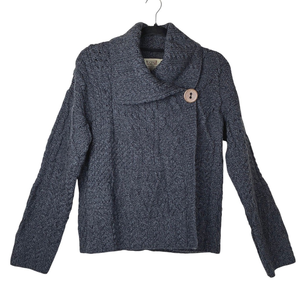 Aran Sweater Market Merino Wool Chunky Knit Sweater Made in Ireland Size M Gray